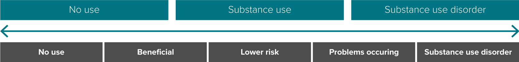 The substance use spectrum from no use to substance use disorder